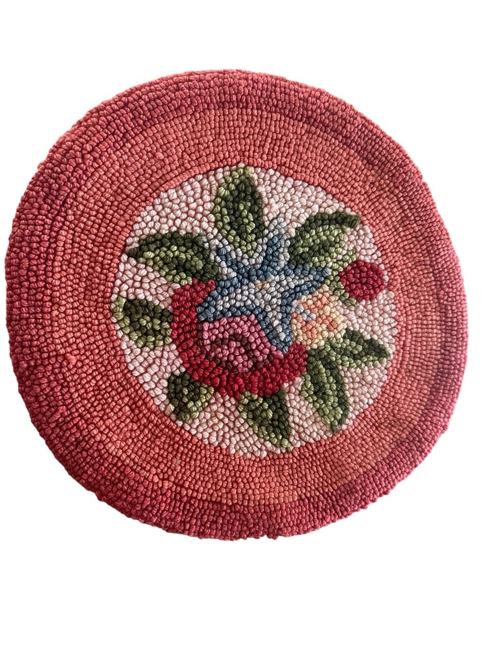 Vintage Floral Hooked Chair Pads Set of 5